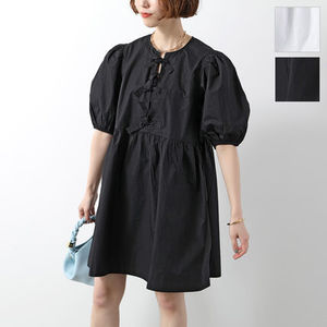 GANNI ワンピース COTTON POPLIN TIE STRING MINI DRESS