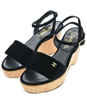 CHANEL シャネル サンダル 黒 EU35 1/2(22cm位) 4100125D0023