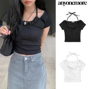 【Anyone more】Cobo Halter Layered Short Sleeve T-shirt