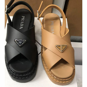 【直営店買付】PRADA トライアングルロゴ 厚底サンダル