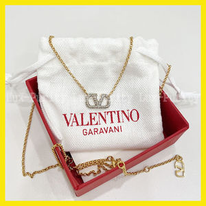 関税送料込み- VALENTINO VLOGO クリスタル パール ネックレス