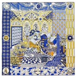 HERMES エルメス カレ 90 スカーフ シルク100% ブルーロイ
