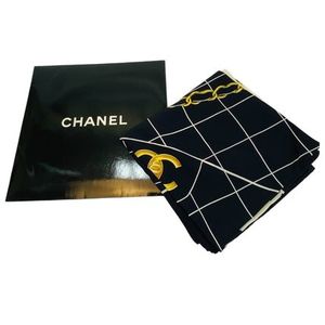 CHANEL シャネル スカーフ 大判 ココマーク マトラッセ 黒 9616
