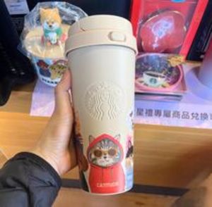 台湾スタバ おしゃれ犬猫 ステンレスボトル ワンプッシュ式473ml
