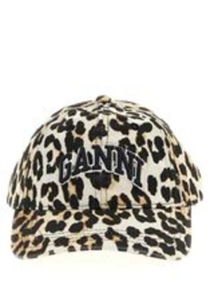 GANNI レディース キャップ ブラウン オーガニックコットン ロゴ