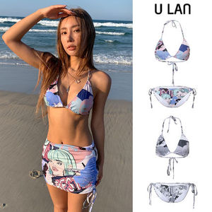 【U LAN】Cartoon Print Holter Bikini (Skirt Sold Separately)
