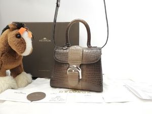 デルヴォー ブリヨンミニ アリゲーターレザー グラデーション灰