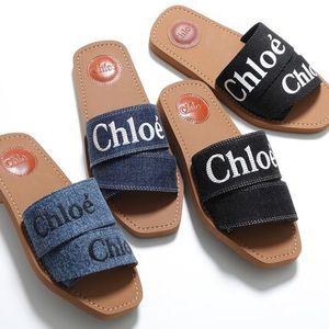 Chloe フラットミュール CHC19U18808 WOODY ロゴバンド