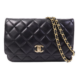 CHANEL Wallet On Chain W Gold Ball ショルダーバッグ ラムスキ