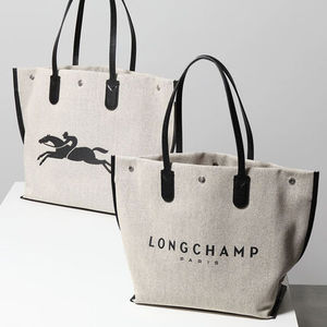 Longchamp トートバッグ 10090HSG037 コットン×レザー ロゴ