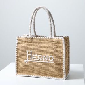 HERNO かごバッグ BAG00018D 90001 ロゴ 刺繍 トートバッグ