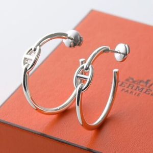 HERMES フープピアス Chaine dAncre Enchainee PM H109510B