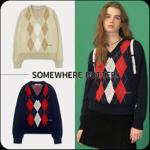 [SOMEWHERE BUTTER]★Classic argyle knit