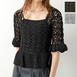 GANNI ニット トップス TOP K1824 2605 クロシェ ペプラム