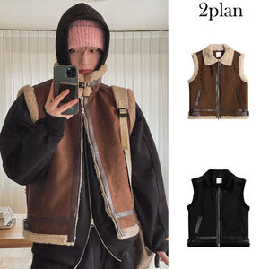 【2plan】Boucle One Buckle Mustang Vest