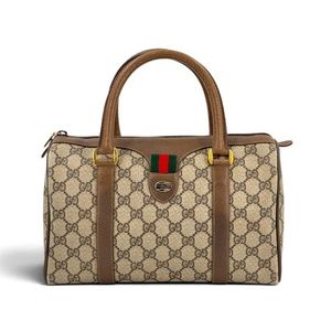 GUCCI シェリーライン GGプラス PVC ブラウン ボストン