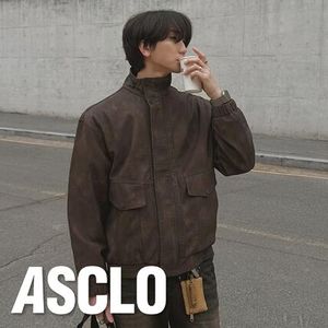 [A-O0061] ハイネッククラックレザージャケット (2色)