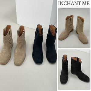 【INCHANT ME】Suede Western Ankle Boots