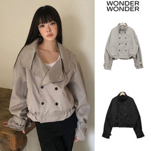 【WONDER WONDER】Ian High-Neck Button Short Trench Coat