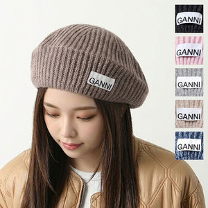 GANNI ベレー帽 A4430 5789 ニット ロゴ